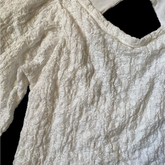 Free People Jasmine Cutout Back Cream Lace Balloon Sleeve Victorian Blouse SZ XS - Picture 8 of 10